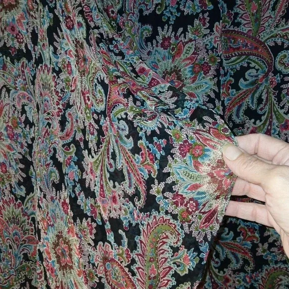 Charter Club silk flowy midi skirt paisley print jeweltones black red si… - Picture 3 of 10